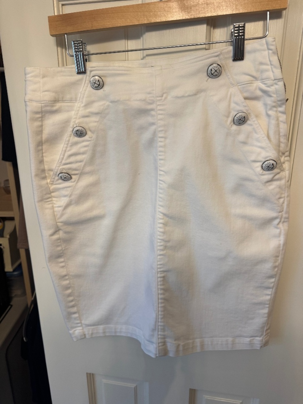Escale White Denim Nautical Skirt Size Medium